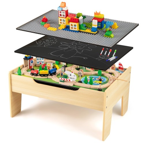Wooden train table playset - table,