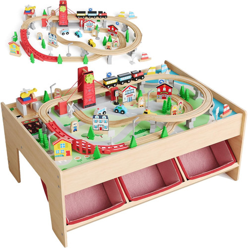 Pcs train table with wooden - table,