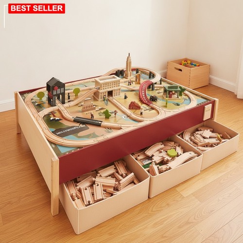 Large wooden train table - train,