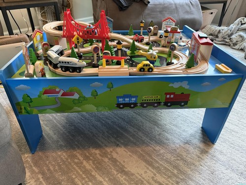 80piece cartoon wooden train - cartoon,