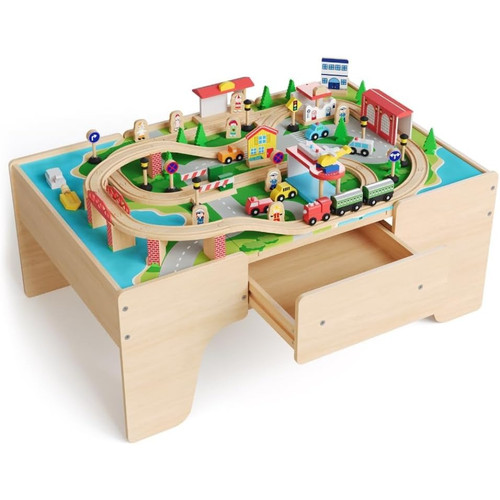 Pcs wooden train table with - train,